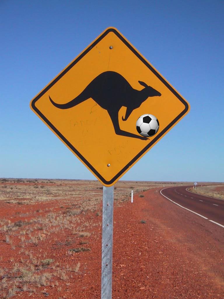 kangaroo sign with soccer ball