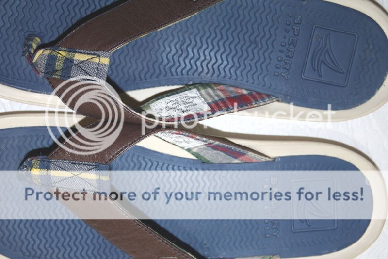 Womens Sperry TopSider Thong Sandals Flip Flops Size 9 M Blue Plaid 