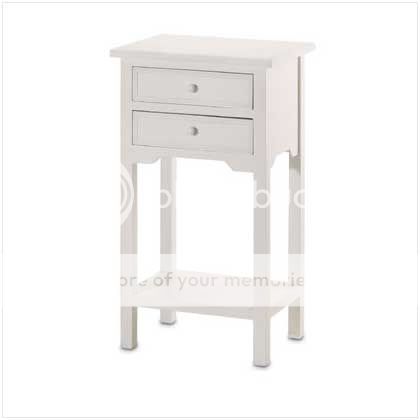 WHITE FINISH PINE WOOD SIDE TABLE NIGHT STAND DRAWERS  