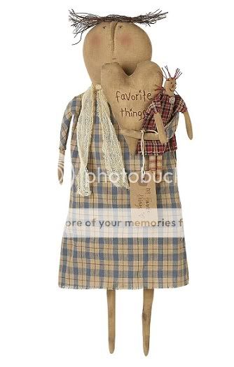 Annie Doll Holds Heart w "Favorite Things" Primitive Accent Collectible 18" T