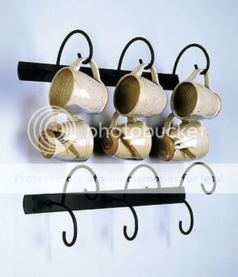 COFFEE MUG RACK VERTICAL WALL MOUNT IORN HANGER  