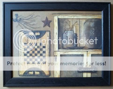 PRIMITIVE GAMEBOARD CUPBOARD FRAMED PRINT WALL ART  