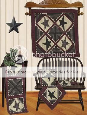 CABIN STAR~LOG CABIN TEA DYED QUILT WALLHANGING OR TABLE TOPPER 43X43 