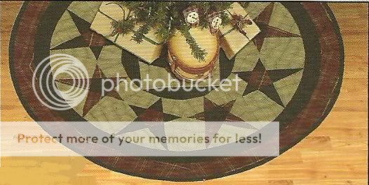Primitive Country Star Tea Dyed Quilted Christmas Tree Skirt 48"