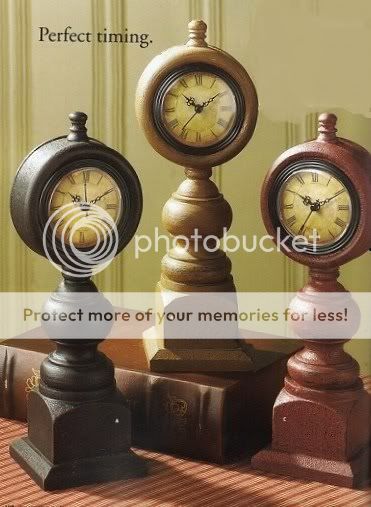 Distressed Wood Antiqued Mustard Spindle Mantle Clock