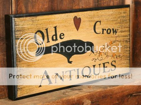 Primitive Heart Star Old Crow Antique Sign Wall Plaque
