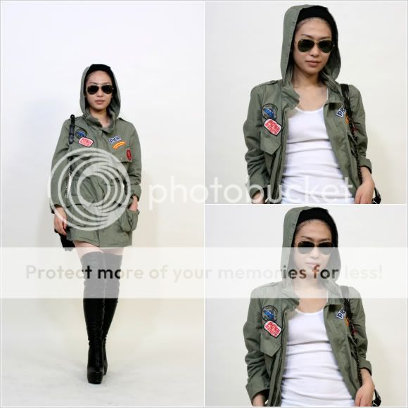 Military Hooded Half Cargo Jacket W/ Wappens  