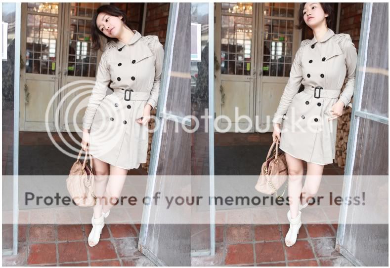 2010 Runway Shirring Puff Shoulder B Iconic Trench Coat  