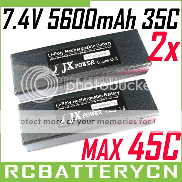 2x 7.4V 2S 5000mAh UP 5600mAh 35C 45C RC Lipo Battery Akku FOR 1/8/10 