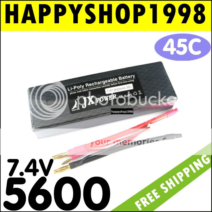   2S 5000mAh UP 5600mAh 35C 45C RC Lipo Battery Akku FOR 1/8/10 Car Boat